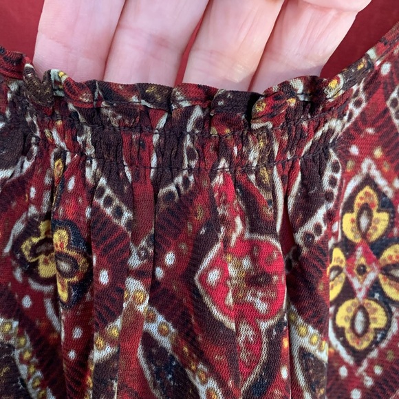 Jones New York Red & Brown Scoop Neck Blouse EUC - Picture 3 of 8